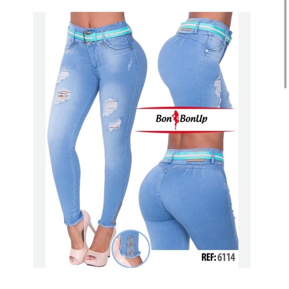 Bon BonUp Colombian Jeans 6114 Butt Lifter Distressed Skinny Jeans Size 12  US7